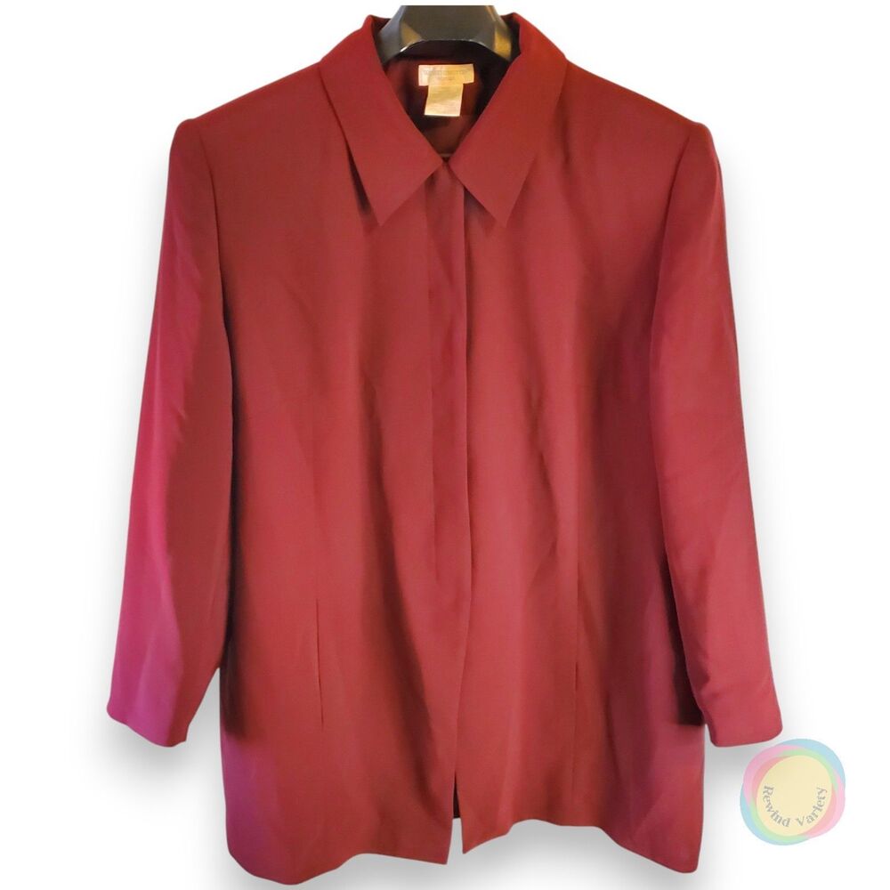 Worthington Woman 24W Burgundy Hidden Button Blazer